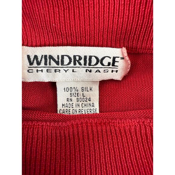 Windrige Cheryl Nash Size L Silk Mock Neck Sweater Red Long Sleeve Outdoor - Picture 5 of 7